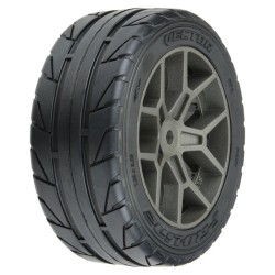 1/8 Vector S3 Front/Rear 35/85 2.4 Belted Mounted Tires 14mm Gray: Vendetta
