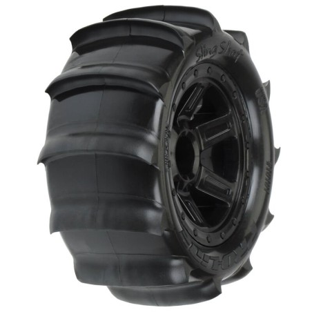1/16 Sling Shot Fr/Rr 2.2 Sand Tires Mounted 12mm Blk Desperado (2)