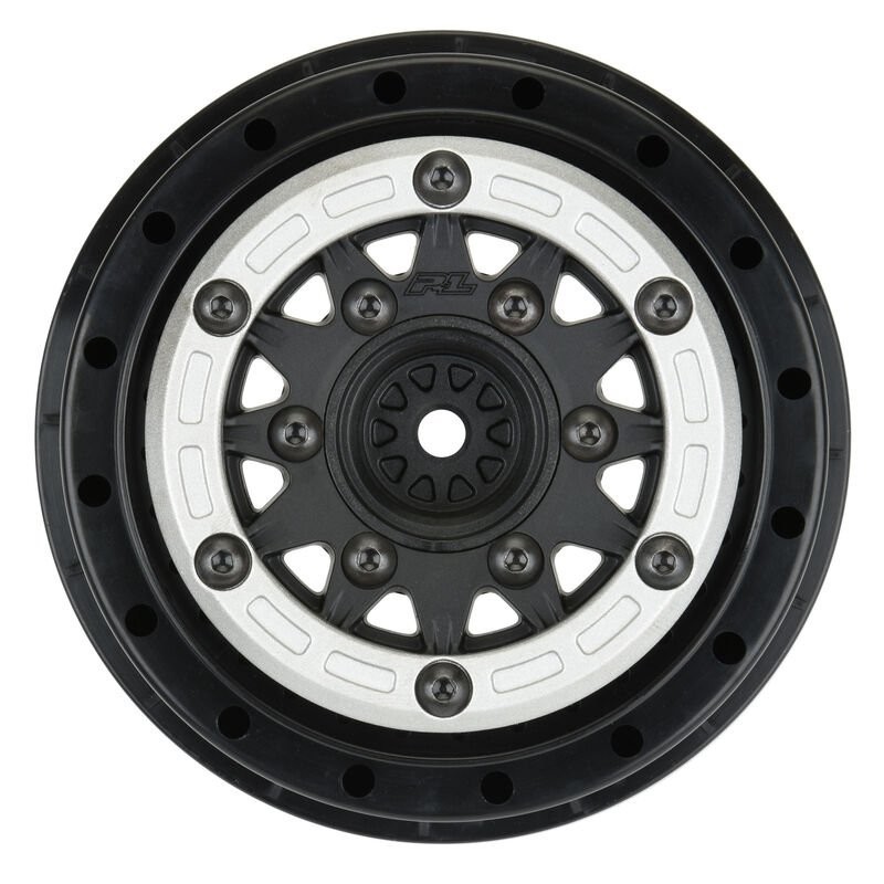 1/10 Raid Bead-Loc Fr/Rr 2.2/3.0 12 & 14mm SC Wheels (2) Silvr/Blk