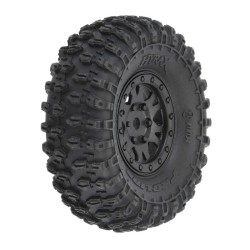 1/24 Hyrax Front/Rear 1.0 Tires Mounted 7mm Black Impulse (4): SCX24