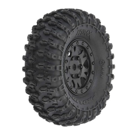 1/24 Hyrax Front/Rear 1.0 Tires Mounted 7mm Black Impulse (4): SCX24