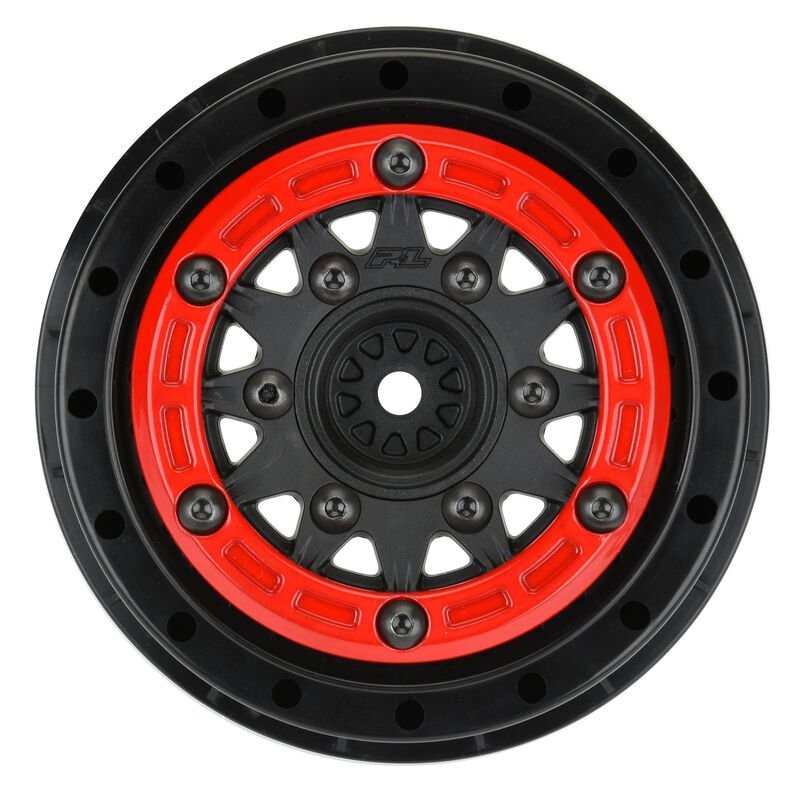 1/10 Raid Bead-Loc Fr/Rr 2.2/3.0 12 & 14mm SC Wheels (2) Red/Black