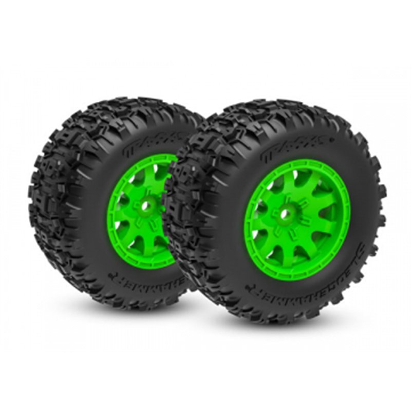 Tires & Wheels Sledgehammer/ Mini Maxx Green Rear (2)