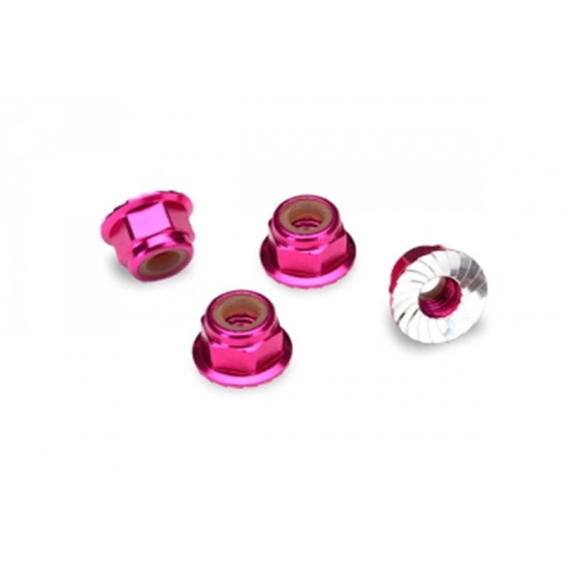 Låsmutter Fläns M4 Alu Rosa (4)
