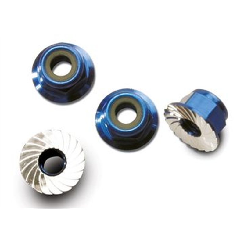 Lock Nut Flanged M4 Alu Blue (4)