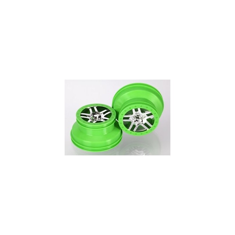 Wheels SCT S-Spoke Chrome-Green 2.2/3.0" 4WD/2WD Rear (2)