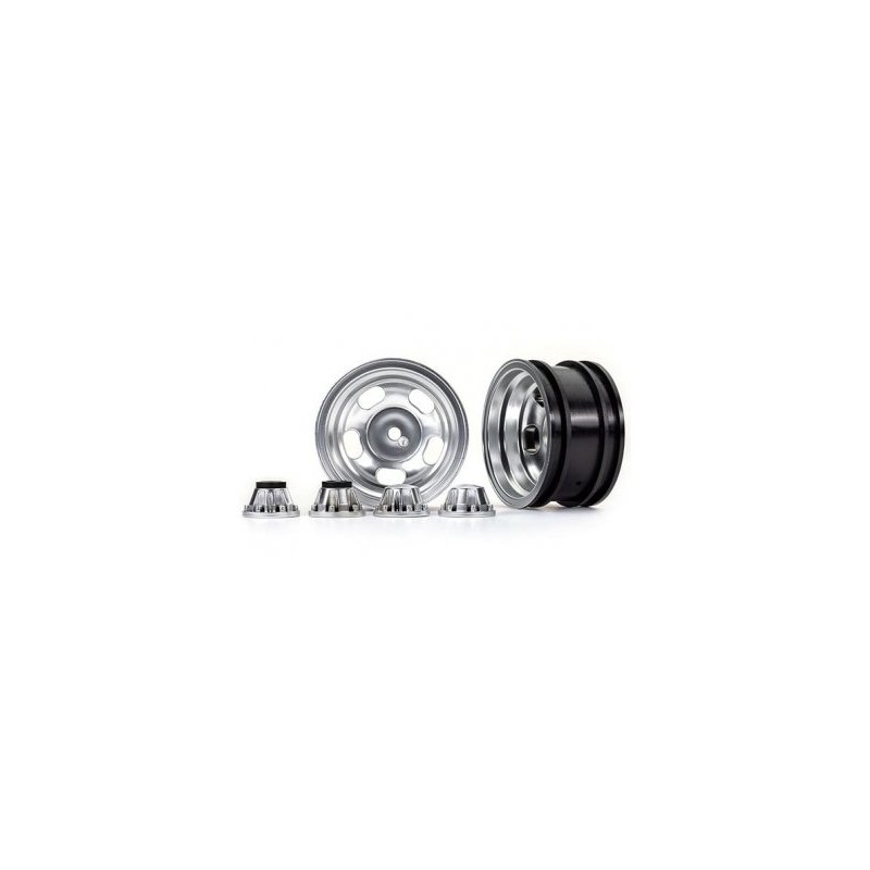 Wheels Satin Chrome 2.2" + Center Caps (for Stub Axle #8225A)