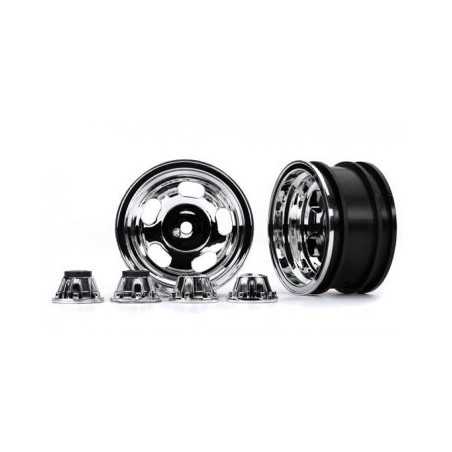Wheels Chrome 2.2" + Center Caps (for Stub Axle #8225A) TRX-4