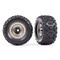 Tires & Wheels Sledgehammer 3.8'' / Satin Black Chrome Black 3-piece Spoke (w/ Wheel Hubs) (2)