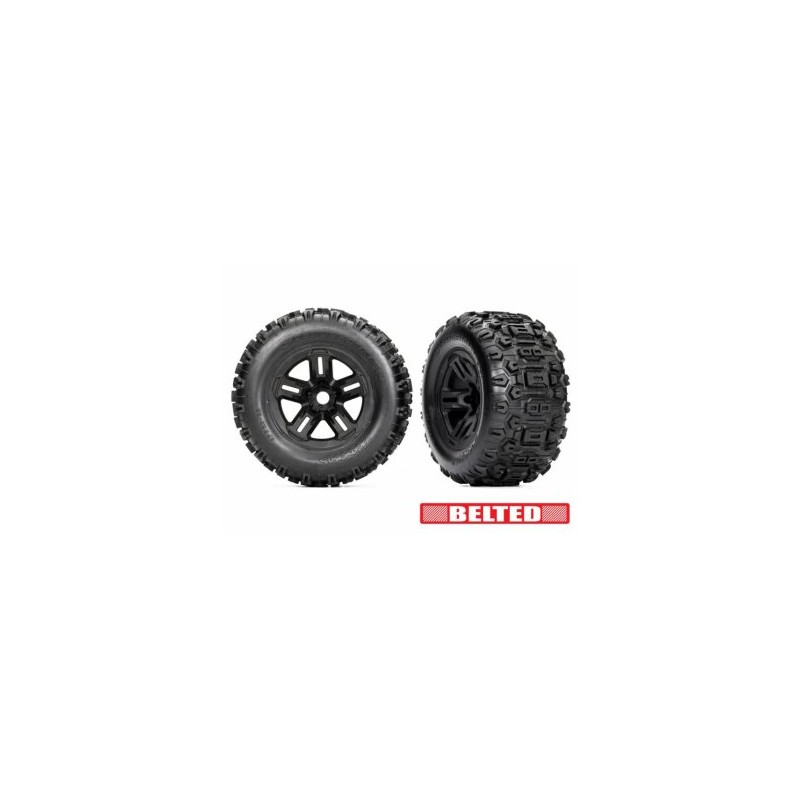 Tires & Wheels Sledgehammer Belted 3.8'' Black (17mm Hex) (2)