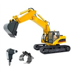 HUINA 1535-1 1/14TH SCALE RC EXCAVATOR 2.4G 15CH w/DIE CAST BUCKET (+ DRILL+ GRIPPER)
