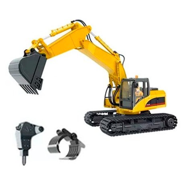 HUINA 1535-1 1/14TH SCALE RC EXCAVATOR 2.4G 15CH w/DIE CAST BUCKET (+ DRILL+ GRIPPER)