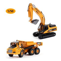 HUINA 1611 1:50 SCALE EXCAVATOR & DUMP TRUCK STATIC MODELS