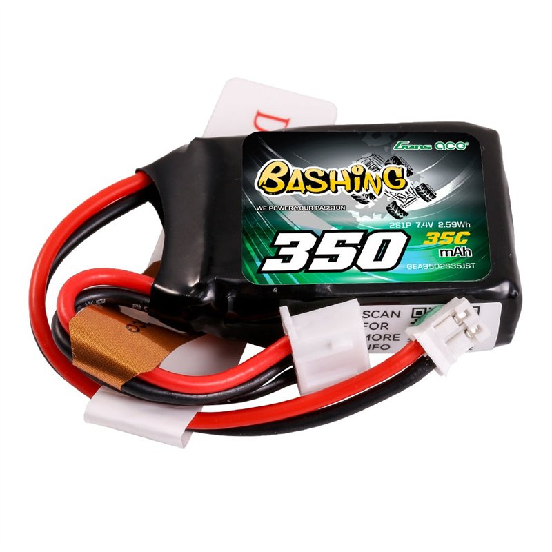 GensAce Bashing LiPo 2S 7.4V-350-35C (JST) 35x26x11mm 17g Micro B