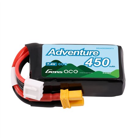 GensAce Adventure LiPo 2S 7.4V-450-60C (XT30) 43x23x13mm 28g