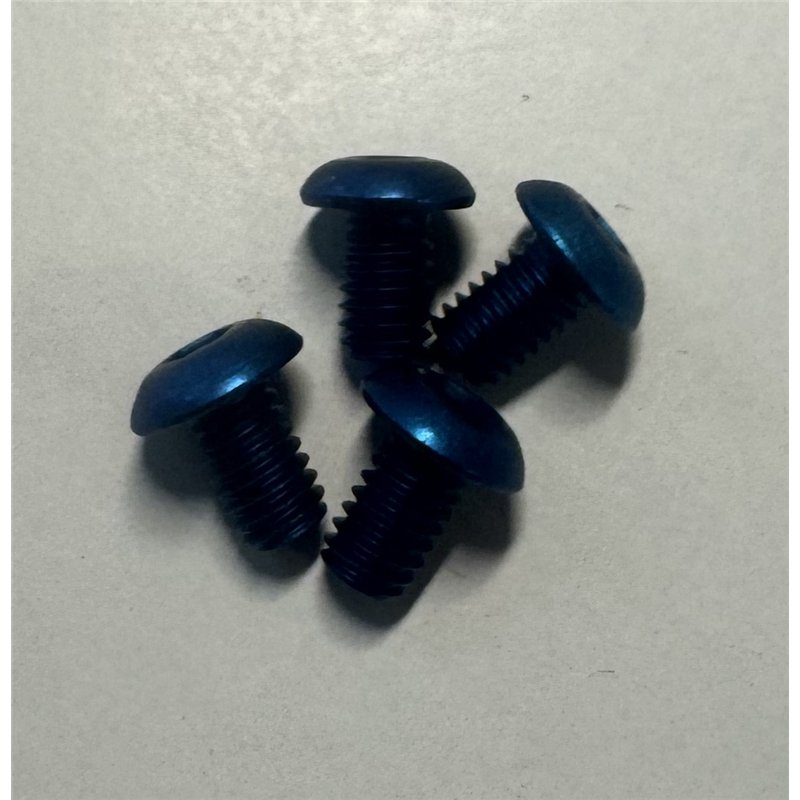 Button head cap screw in blue aluminium M4x6mm