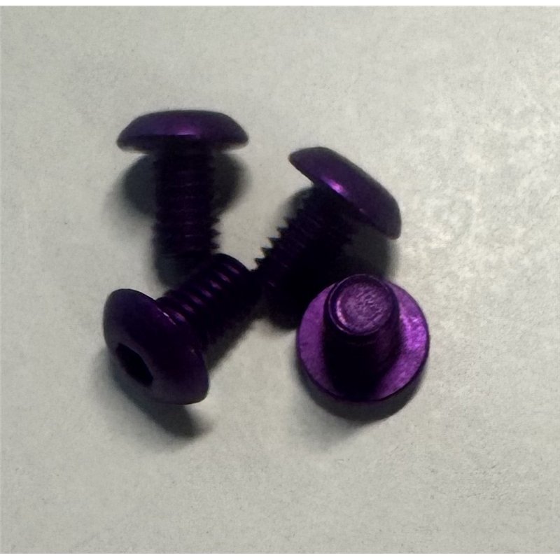 Insex skruv med kullrig skalle M4x6mm i lila aluminium