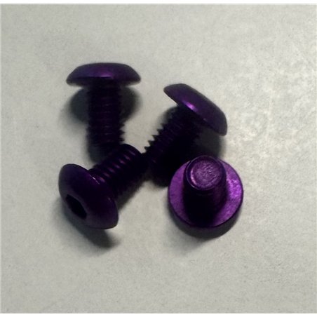 Button head cap screw in purple aluminium M4x6mm