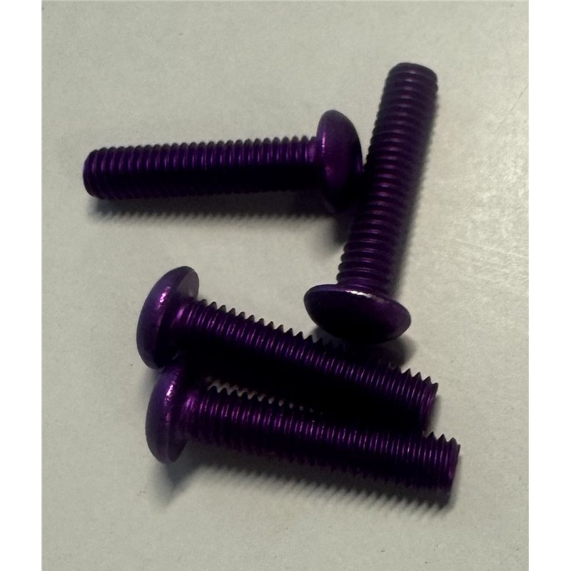 Button head cap screw in purple aluminium M4x18mm