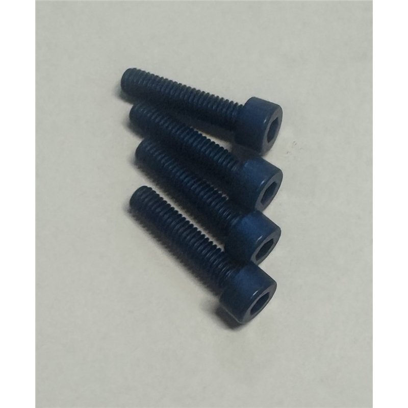 Insex skruv med rak skalle M4x18mm i blå aluminium