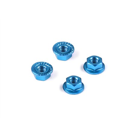 Alu Nut M4 With Serrated Flange - Blue (4)