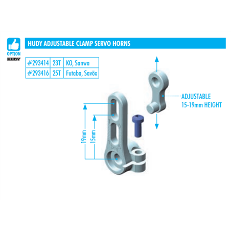Alu Adjustable Clamp Steering Servo Horn - Ko, Sanwa - 23T