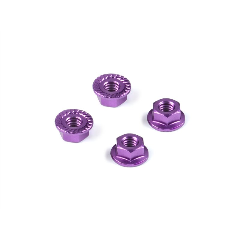 Alu Nut M4 With Serrated Flange - Violet (4)