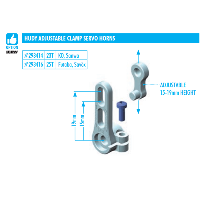 Alu Adjustable Clamp Steering Servo Horn - Futaba, Savöx - 25T