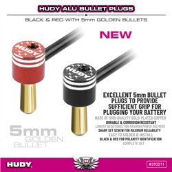 Alu Bullet Plug Black & Red With 5mm Golden Bullets - Set