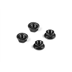 Alu Nut M4 With Serrated Flange - Black (4)