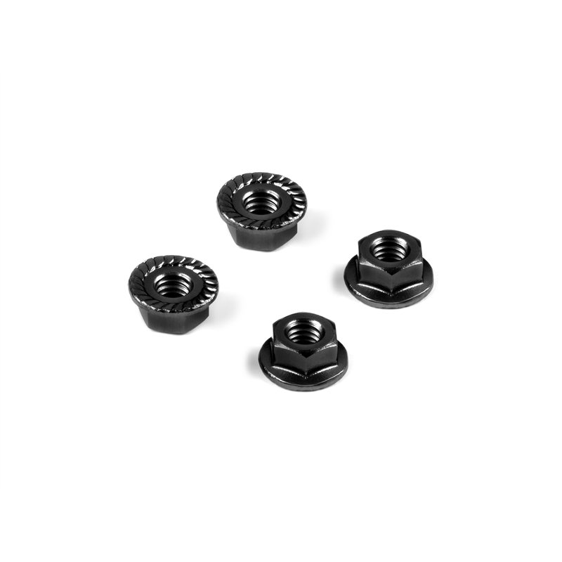 Alu Nut M4 With Serrated Flange - Black (4)