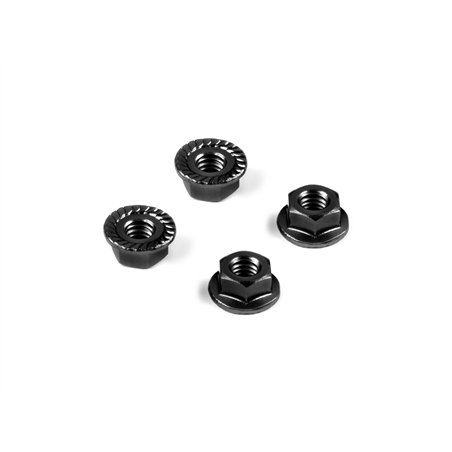 Alu Nut M4 With Serrated Flange - Black (4)