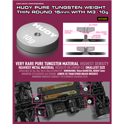Pure Tungsten Weight Thin Round 15mm with M3 - 10g