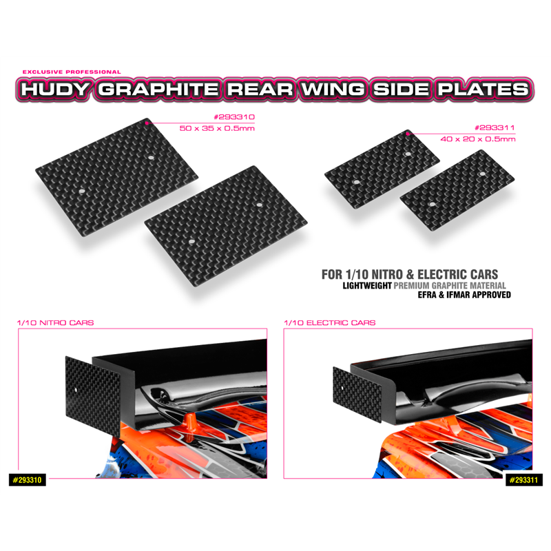 Graphite Rear Wing Side Plate 0.5mm - 1/10 Nitro (2)
