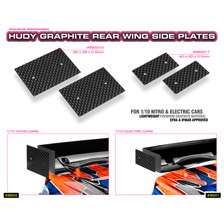 Graphite Rear Wing Side Plate 0.5mm - 1/10 Nitro (2)