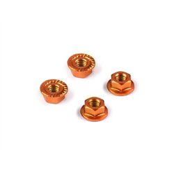 Alu Nut M4 With Serrated Flange - Orange (4)