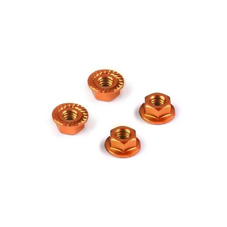 Alu Nut M4 With Serrated Flange - Orange (4)
