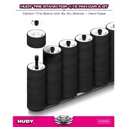 Carbon Tire Stand 6x + Hard Case - 1/12 Pan Car & 1/12 GT
