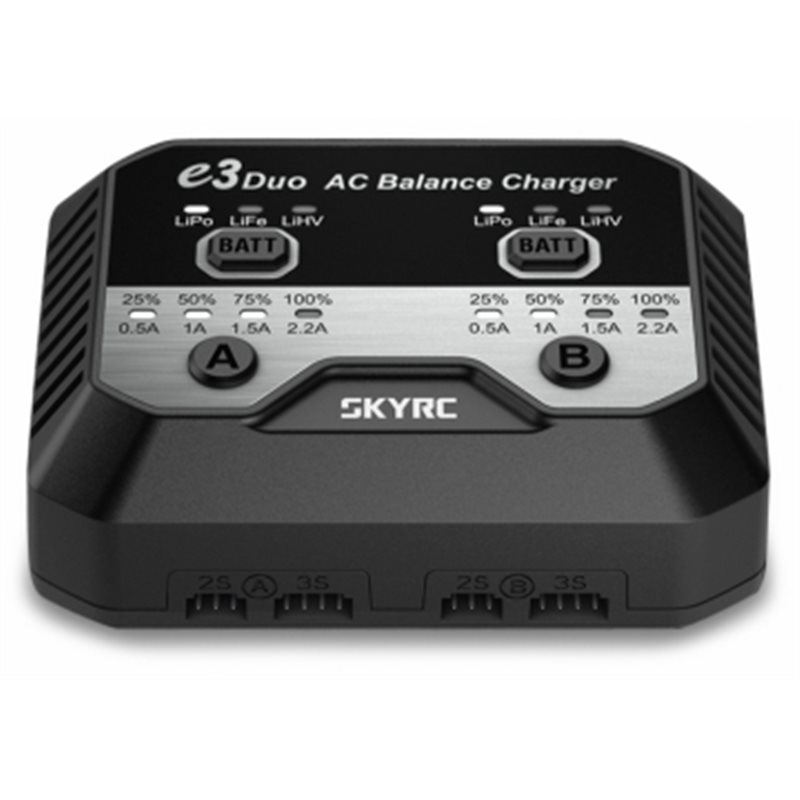 SkyRC e3 Duo Laddare 2-3s LiPo/LiFe/LiHV 240VAC SkyRC e3 Duo Laddare 2-3s LiPo/LiFe/LiHV 240VAC