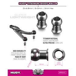 Titan Pivot Ball D4.9 / S5 / 3mm Hex (2)