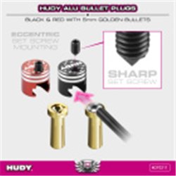 Alu Bullet Plug Black & Red With 5mm Golden Bullets - Set