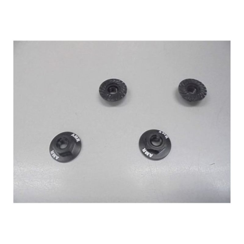 Serrated Large Diameter 1:10 Aluminium Wheel Nuts (4) Black