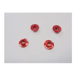 Serrated Large Diameter 1:10 Aluminium Wheel Nuts (4) Red