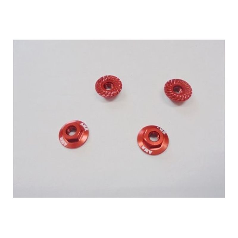 Serrated Large Diameter 1:10 Aluminium Wheel Nuts (4) Red