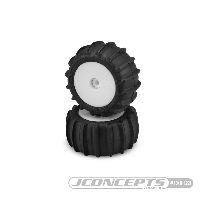 Animal - green compound - pre-mounted, white wheels (Fits - Losi Mini-T 2.0 | Mini-B rear)