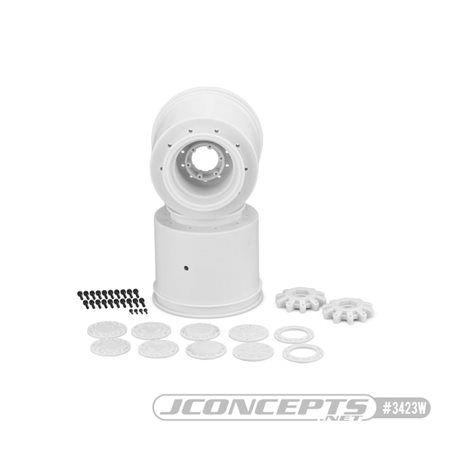 Aggressor - 2.6 x 3.8" 17mm hex Monster Truck wheel, (white) with interchangeable hubs (Traxxas E-Revo 2.0, Arrma Kraton)