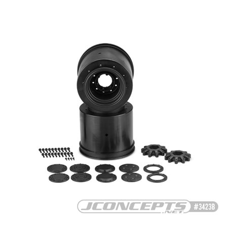 Aggressor - 2.6 x 3.8" 17mm hex Monster Truck wheel, (black) with interchangeable hubs (Traxxas E-Revo 2.0, Arrma Kraton)
