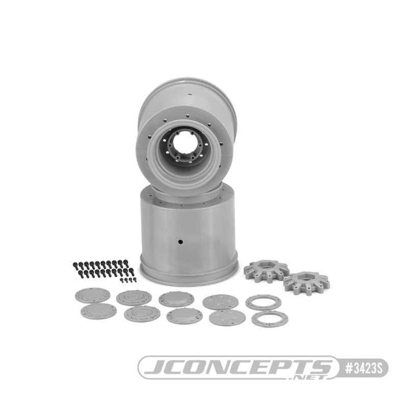 Aggressor - 2.6 x 3.8" 17mm hex Monster Truck wheel, (silver) with interchangeable hubs (Traxxas E-Revo 2.0, Arrma Kraton) Aggressor - 2.6 x 3.8" 17mm hex Monster Truck wheel, (silver) with interchangeable hubs (Traxxas E-Revo 2.0, Arrma Kraton)