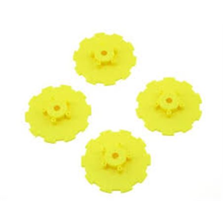 Hazard - SC10.2 / SC10 4x4 - wheel dish - 4pc. - (yellow) - fits 3344 wheel