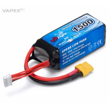 Li-Po Batteri 4S 14,8V 1500mAh 80C XT60-Kontakt